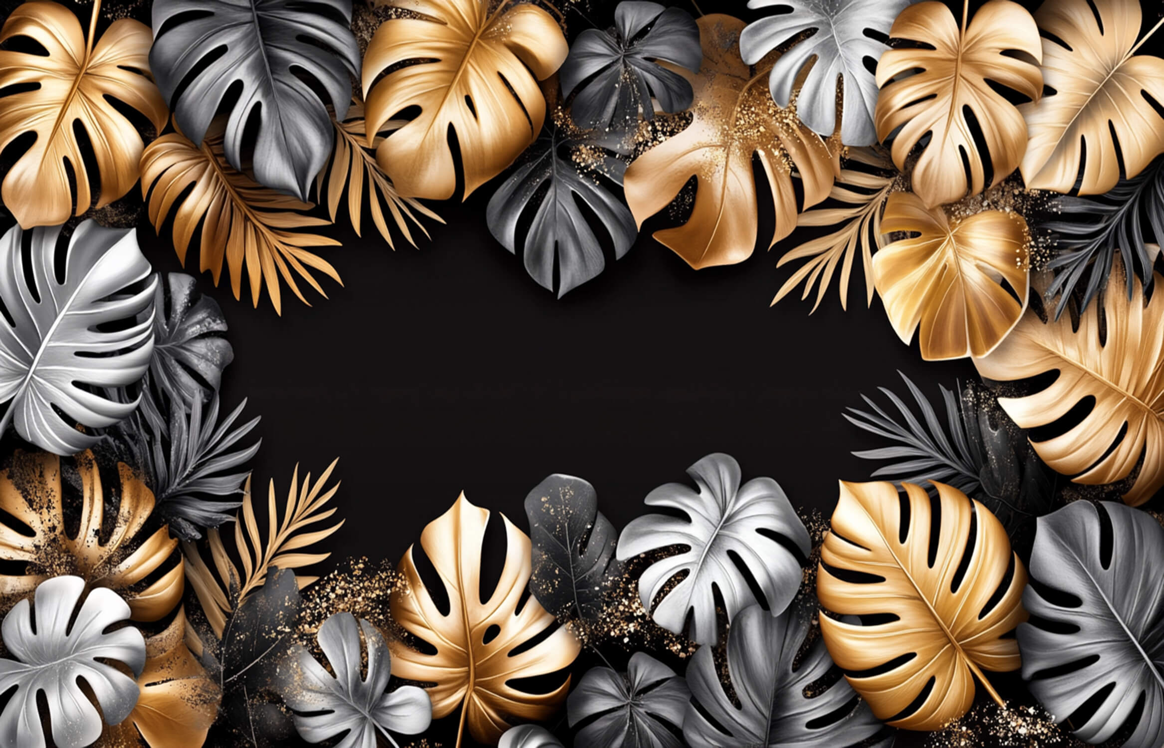 Black and Gold Jungle Wallpaper | Murals Wallpaper