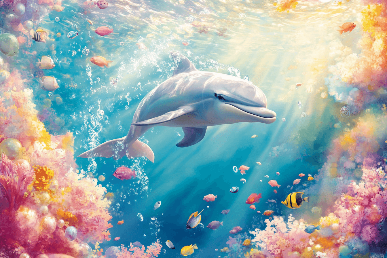 Joyful Dolphin Marine Wallpaper | Murals Wallpaper