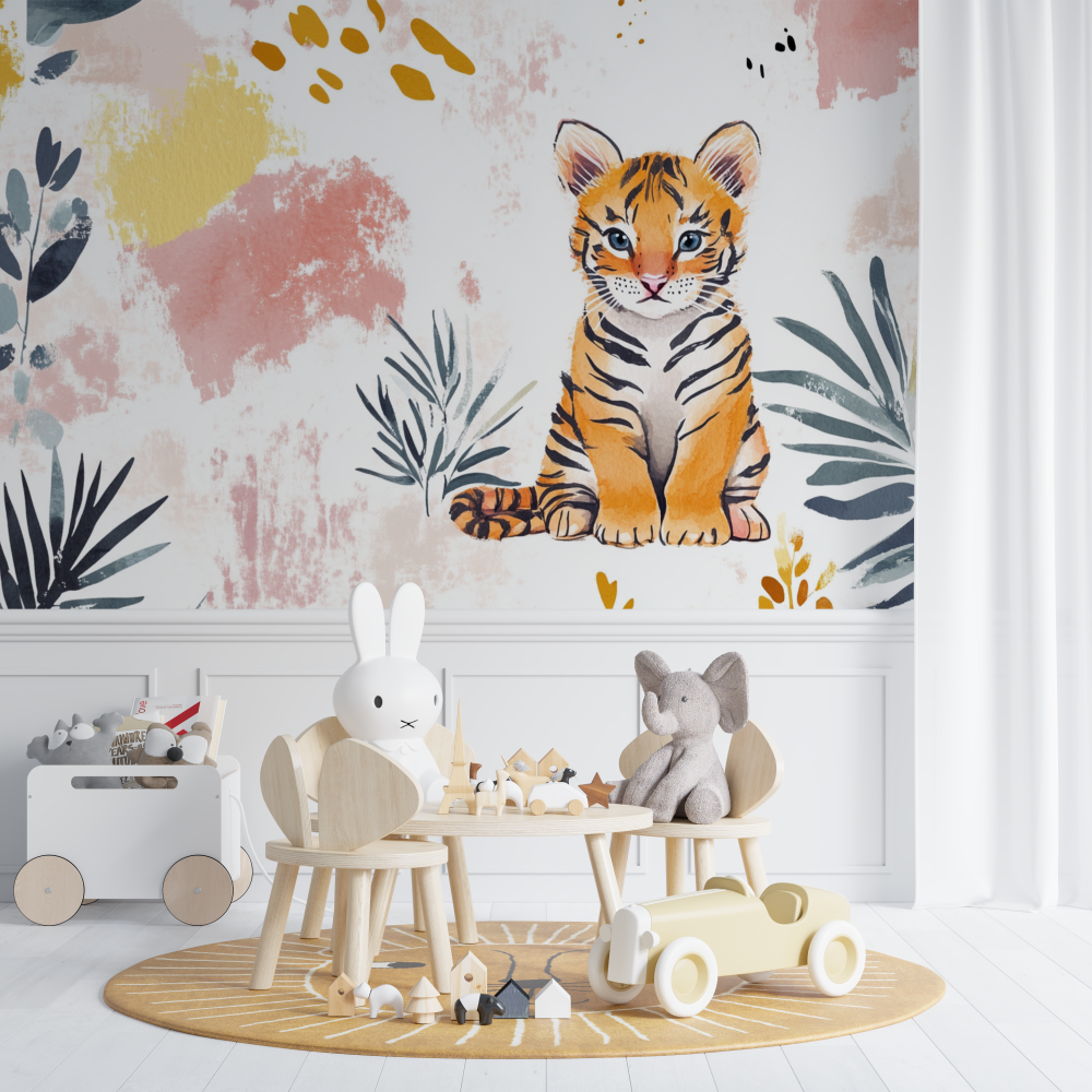 Tiger and Abstract Patterns Wallpaper | Murals Wallpaper