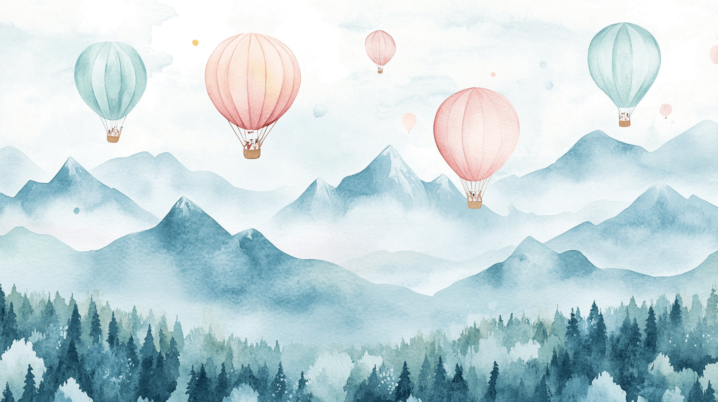 Hot Air Balloon and Soft Mountains Wallpaper | Murals Wallpaper
