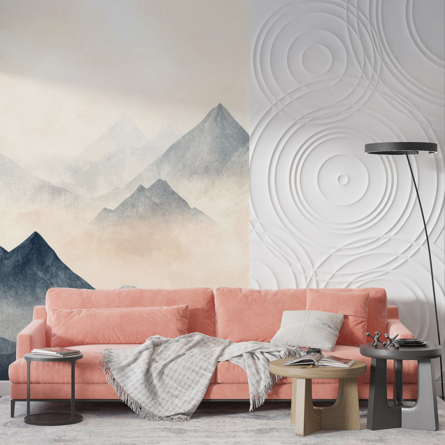 Watercolor Mountains in Mist Wallpaper | Murals Wallpaper
