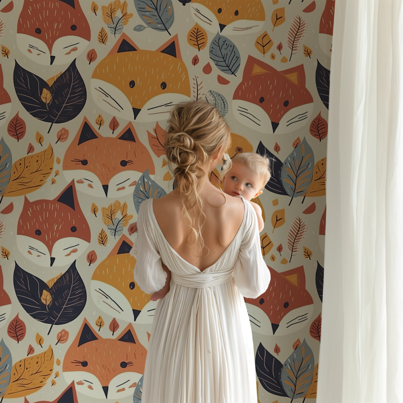 Fuchs und bunte Muster Tapete | Wandbilder Tapete