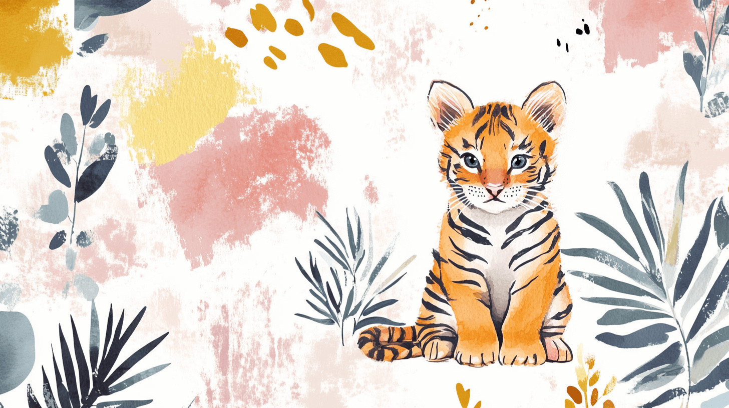 Tiger and Abstract Patterns Wallpaper | Murals Wallpaper