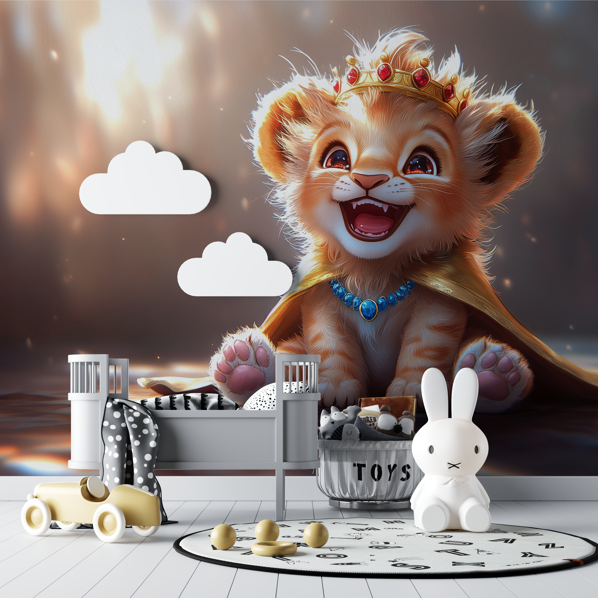 Lion and Flower Crown Wallpaper | Murals Wallpaper