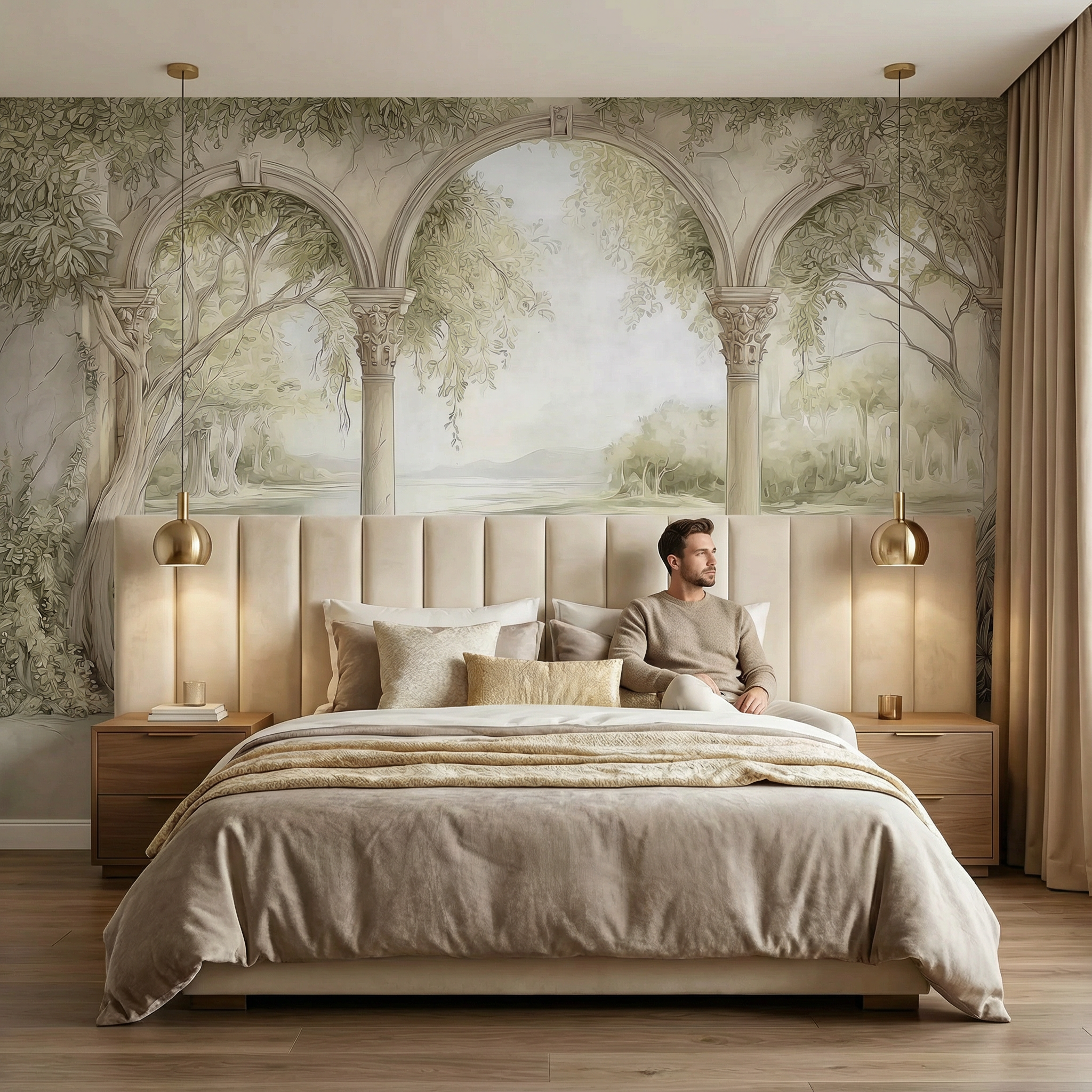 Zeitlose Gartentapete mit Torbogen