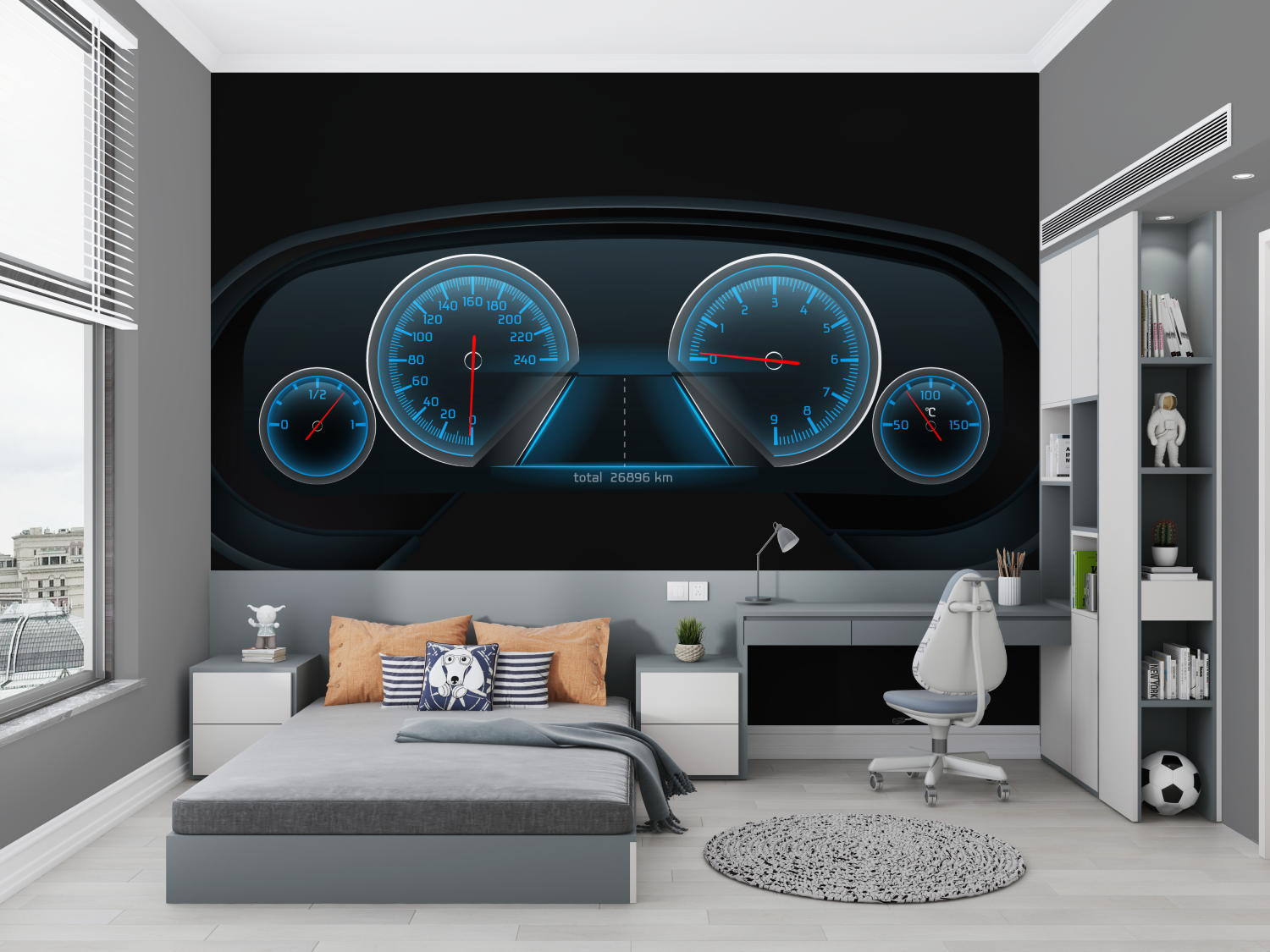 Car Dashboard Wallpaper Black Blue | Murals Wallpaper