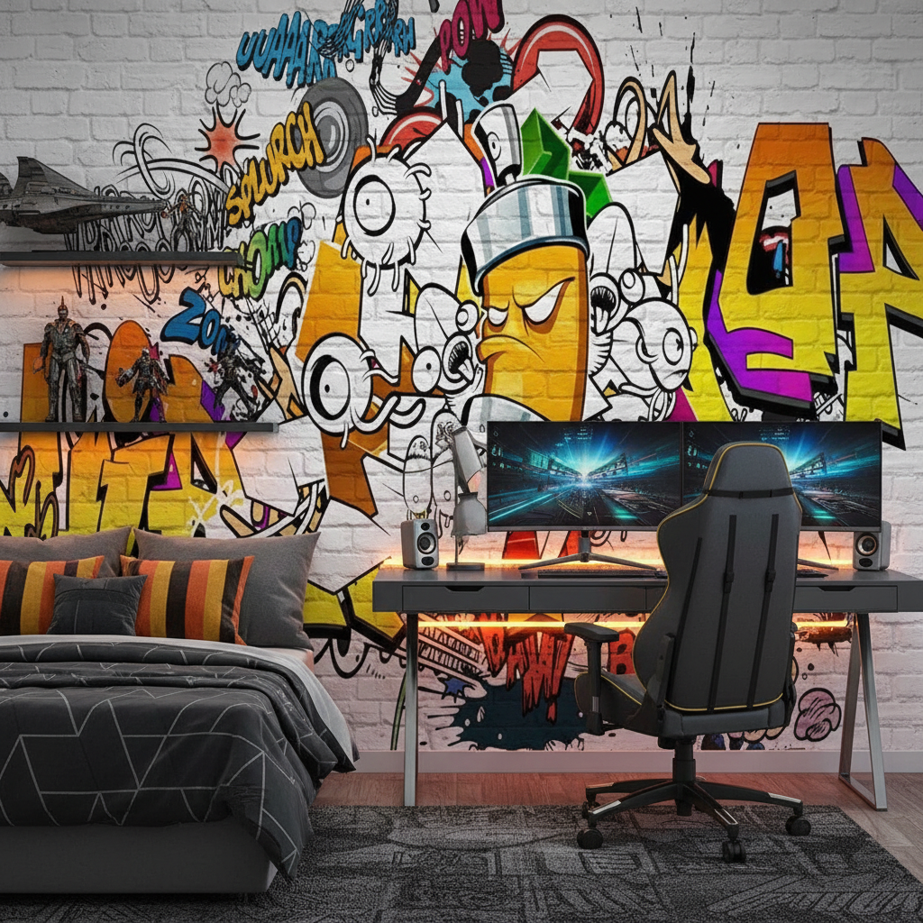 Mural Graffiti Effect Wallpaper