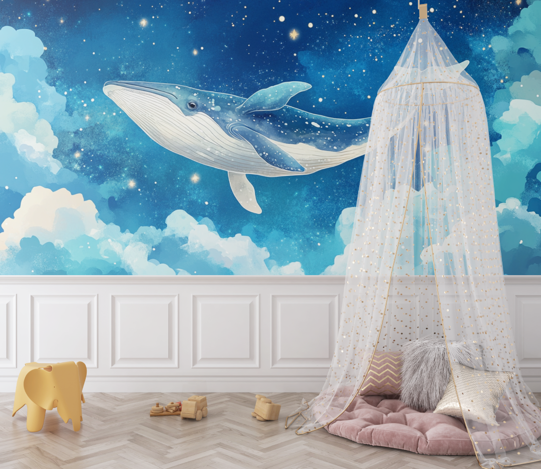 Marine Wallpaper Whale and Starry Sky | Murals Wallpaper