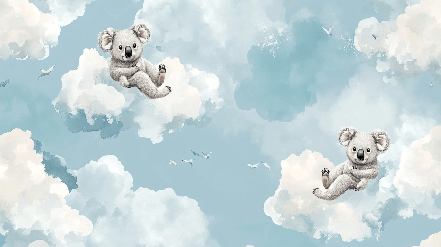 Ivory Koala and Cloud Wallpaper | Murals Wallpaper