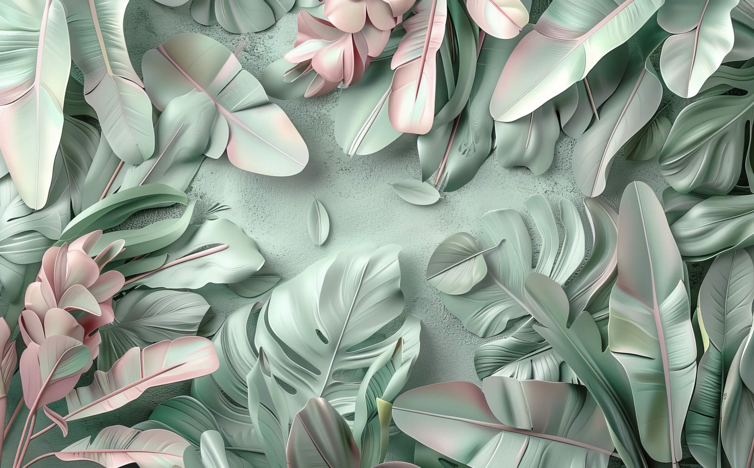 Green and Pink Jungle Wallpaper Design | Murals Wallpaper