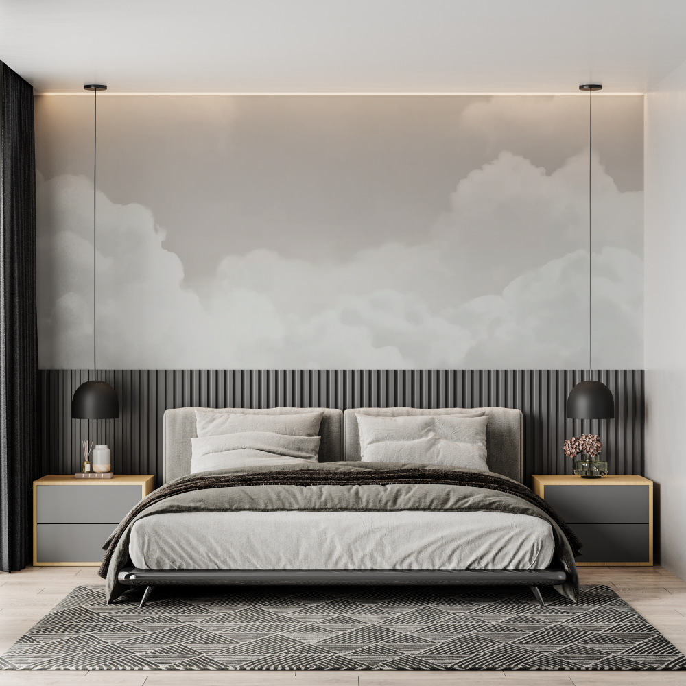 Cocooning clouds mural wallpaper chambre adulte tendance