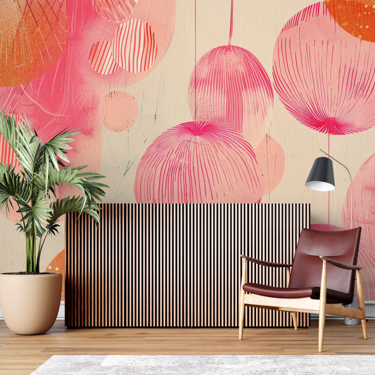 Vintage Orange Pink Wallpaper | Murals Wallpaper