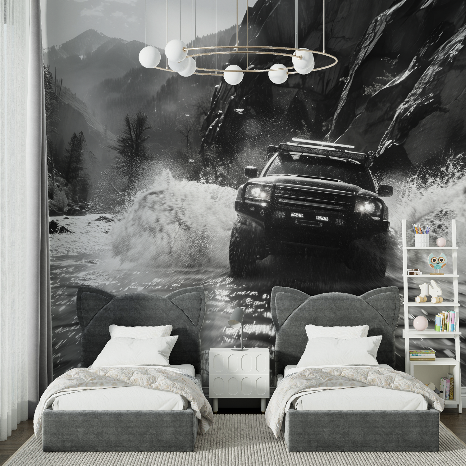 Black and White Rally Car Wallpaper | Murals Wallpaper