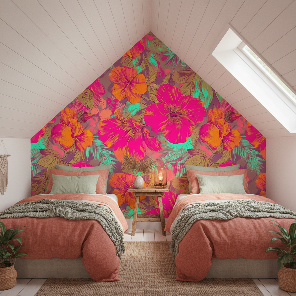 Soft Watercolor Green Leaves Mural Wallpaper