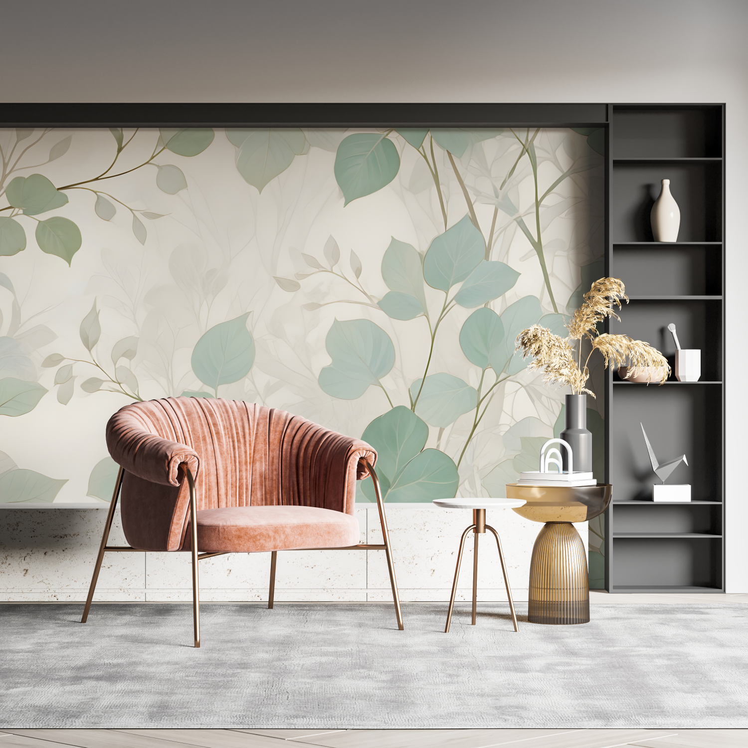 Aqua Green Wallpaper for Living Room | Murals Wallpaper