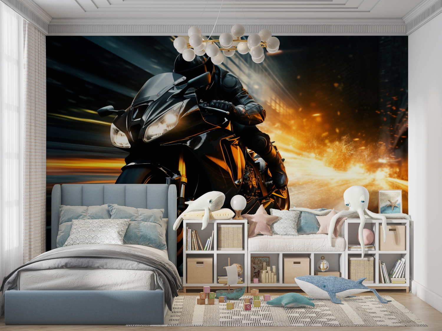 Racing Motorcycle Wallpaper Night | Murals Wallpaper