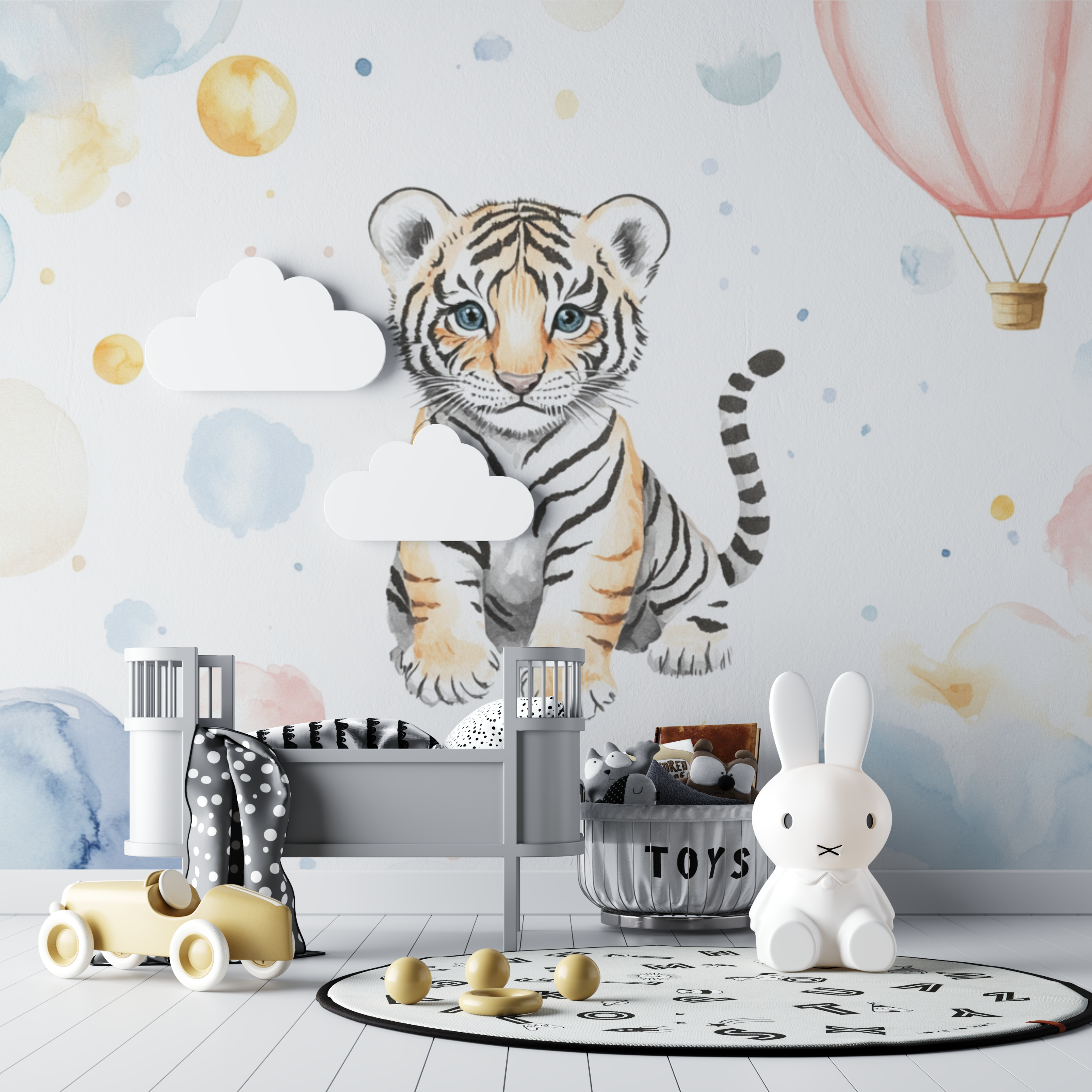 Tiger and Hot Air Balloon Wallpaper | Murals Wallpaper