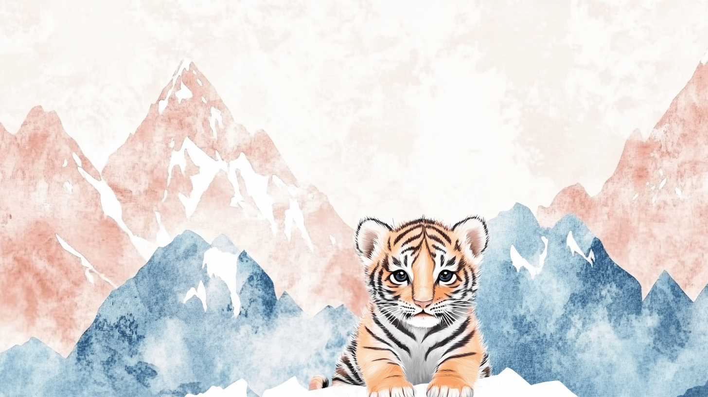 Tiger and Soft Mountains Wallpaper | Murals Wallpaper