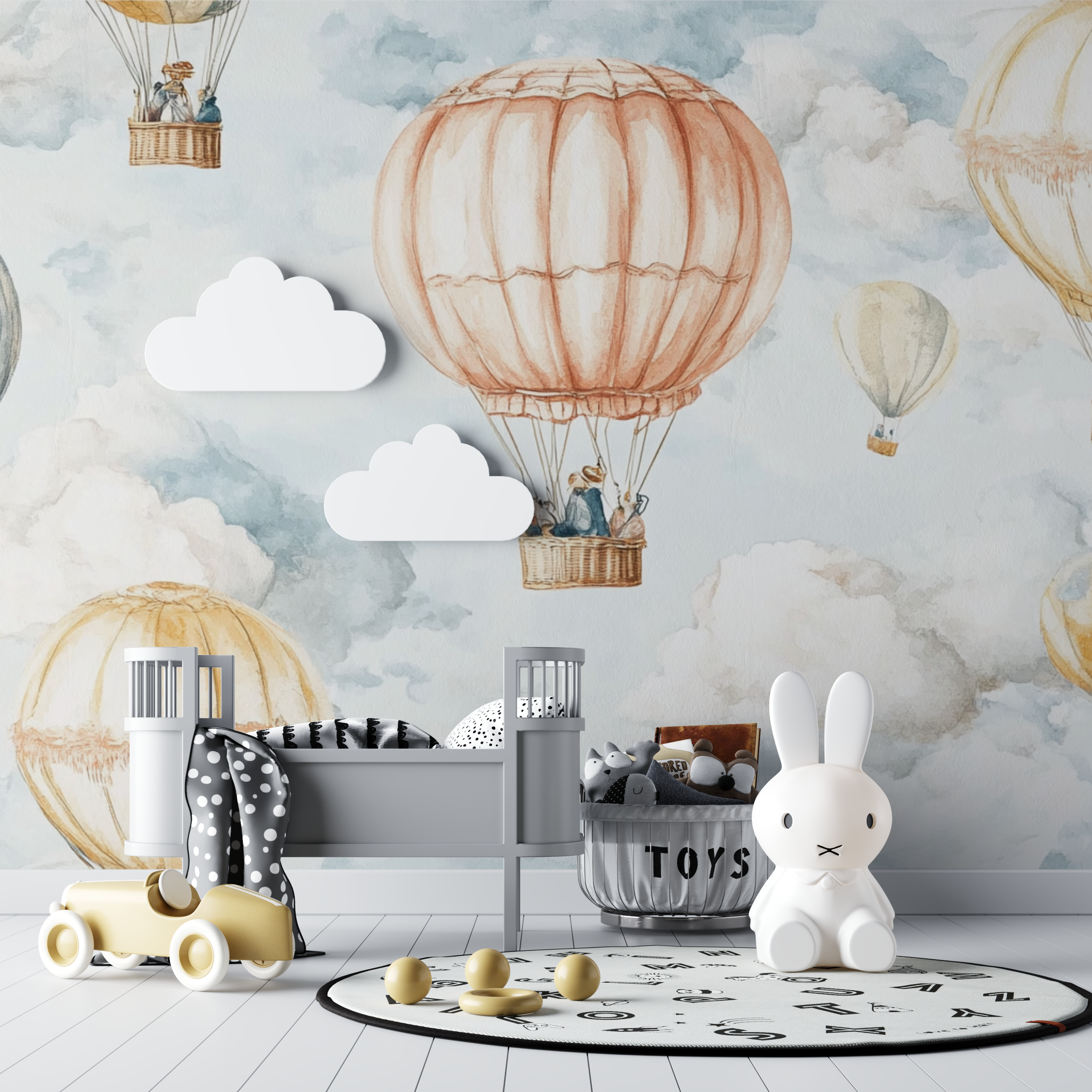 Vintage Watercolor Hot Air Balloon Wallpaper | Murals Wallpaper