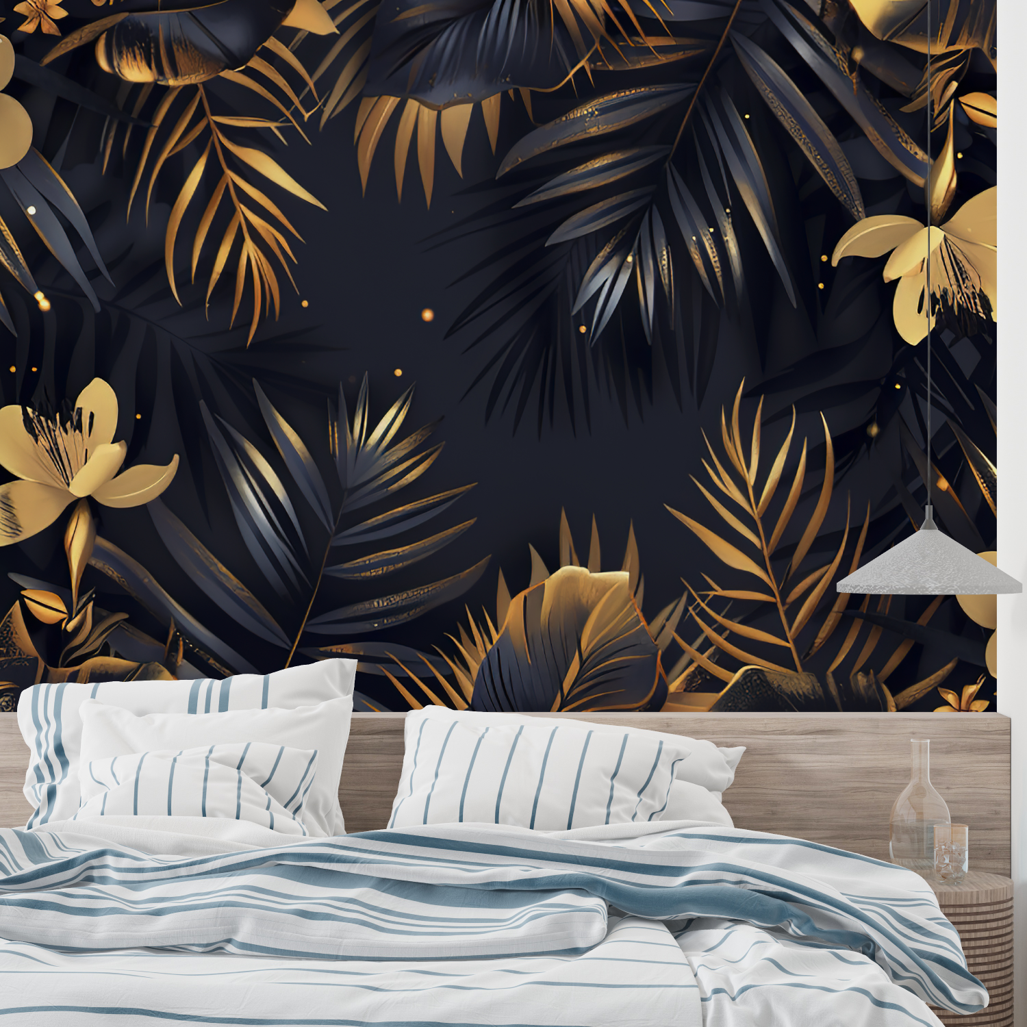 Schwarze und goldene Palmen-Tapete | Murals Wallpaper