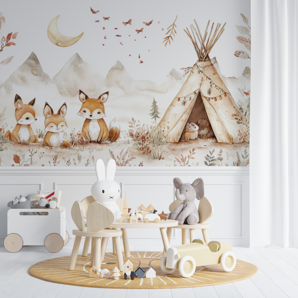Papierbemalte Tipi-Tapisserie für Babyzimmer