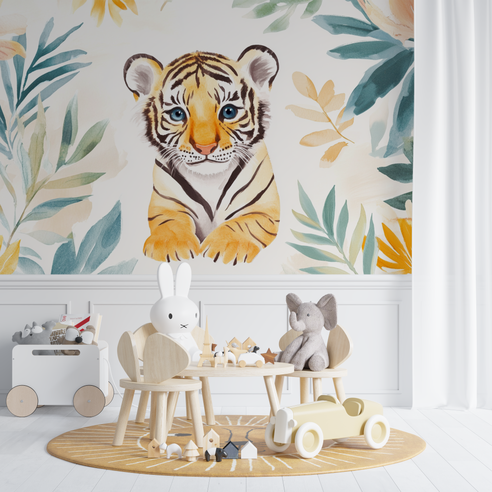 Tiger and Ethnic Patterns Wallpaper | Murals Wallpaper