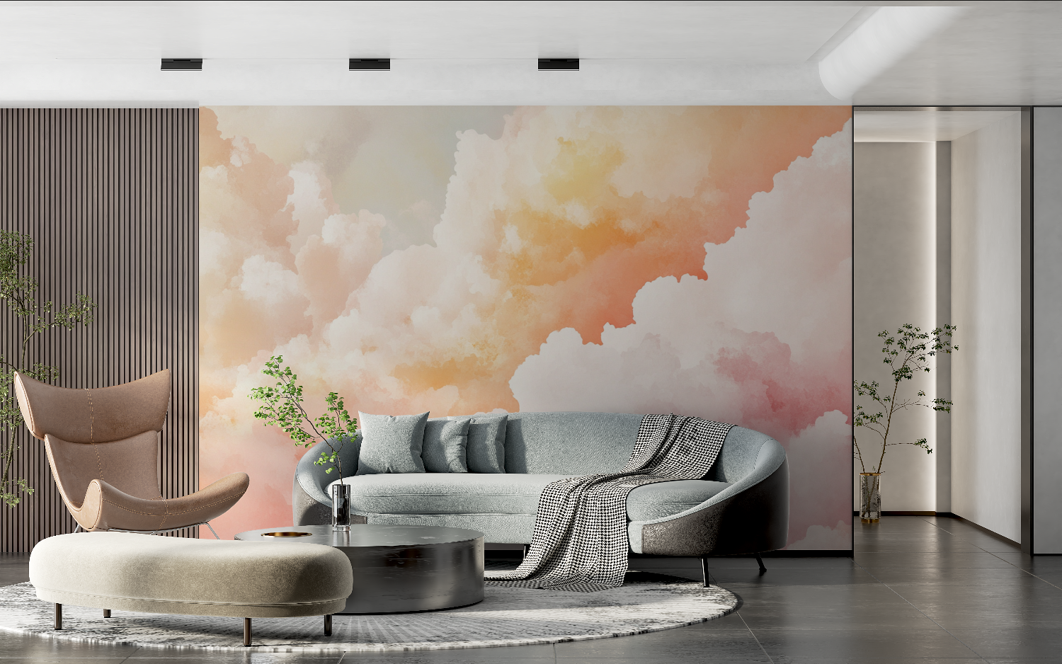 Watercolor Cloudy Sky Wallpaper at Dusk | Murals Wallpaper