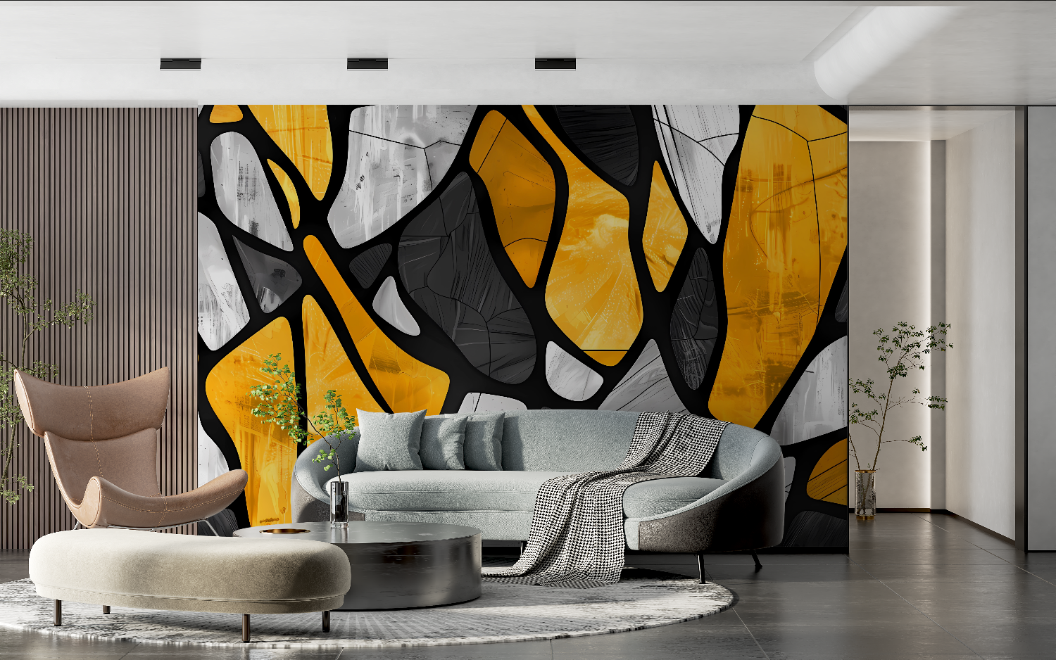 Mustard Yellow and Black Wallpaper | Murals Wallpaper