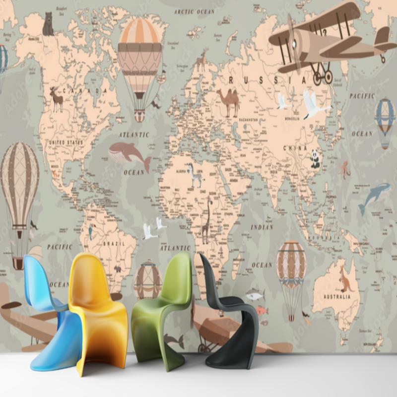 World Map Wallpaper <br/> Soft Map | Murals Wallpaper