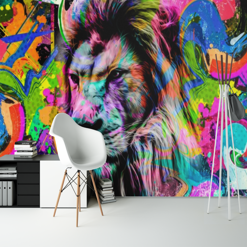Graffiti Wallpaper Colorful Lion | Murals Wallpaper