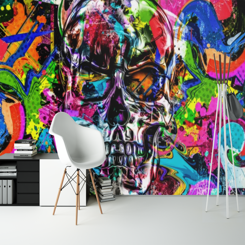3D Skull Graffiti Wallpaper | Murals Wallpaper
