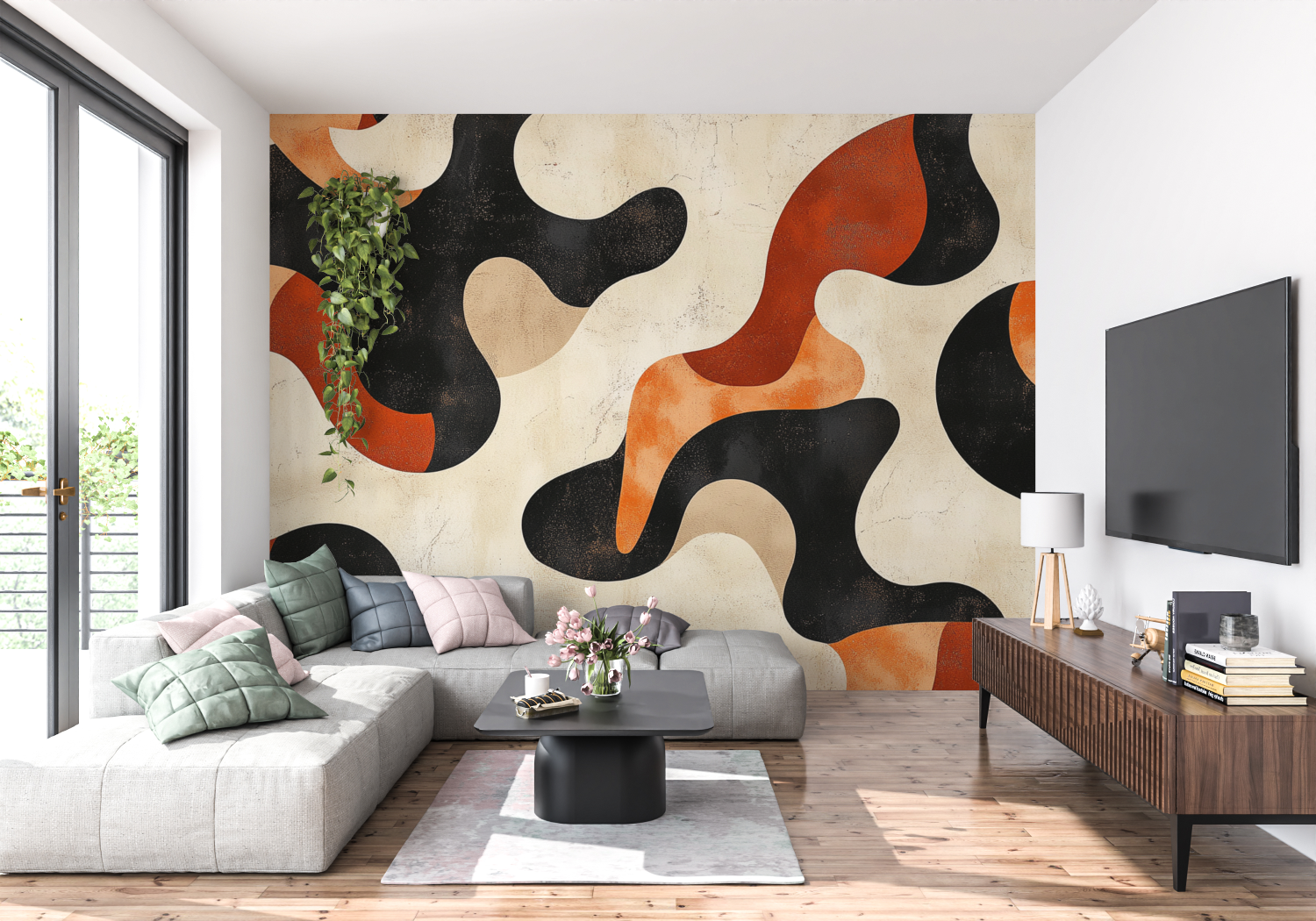 Terracotta Abstract Bubble Wallpaper | Murals Wallpaper