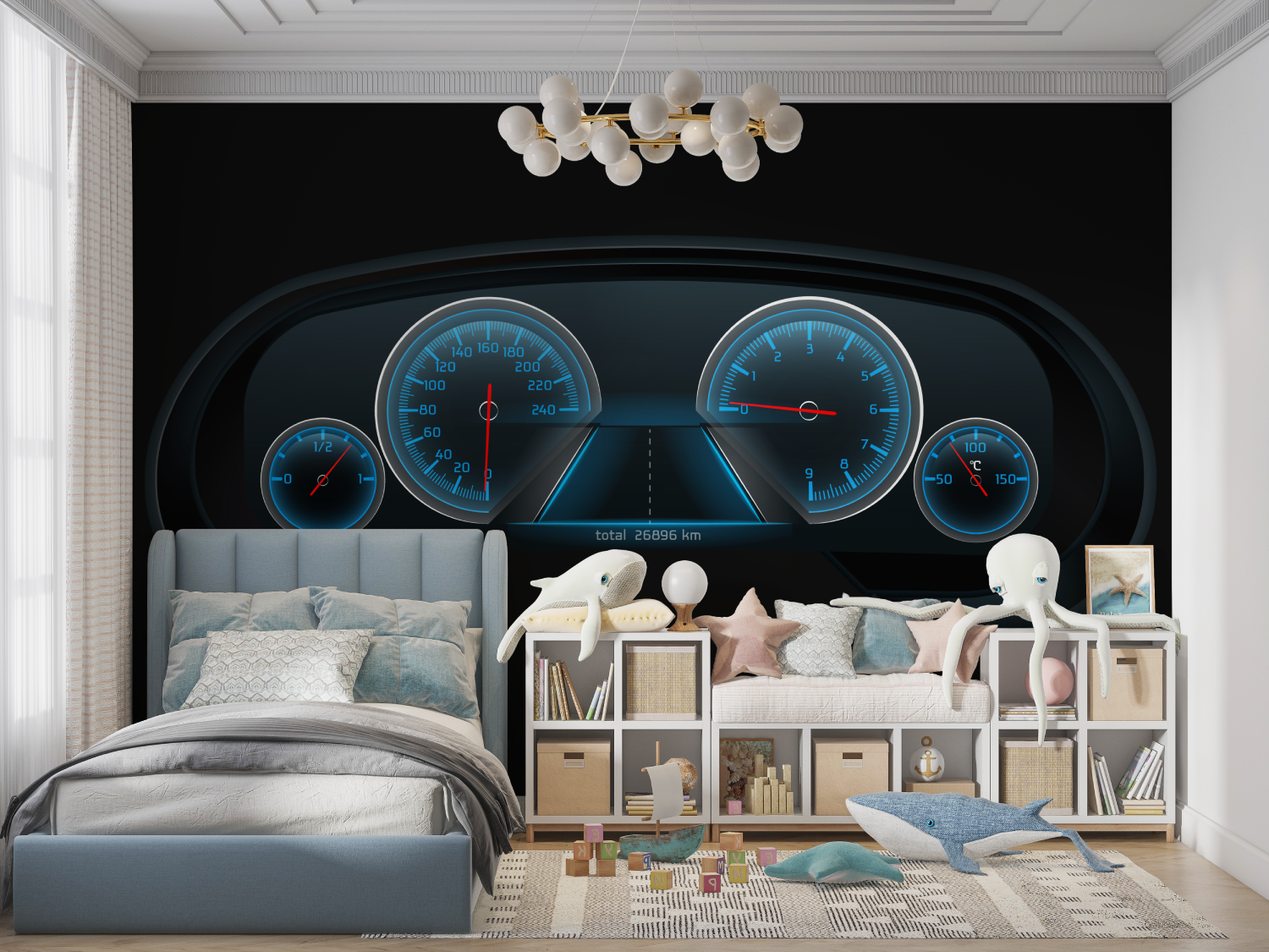 Car Dashboard Wallpaper Black Blue | Murals Wallpaper