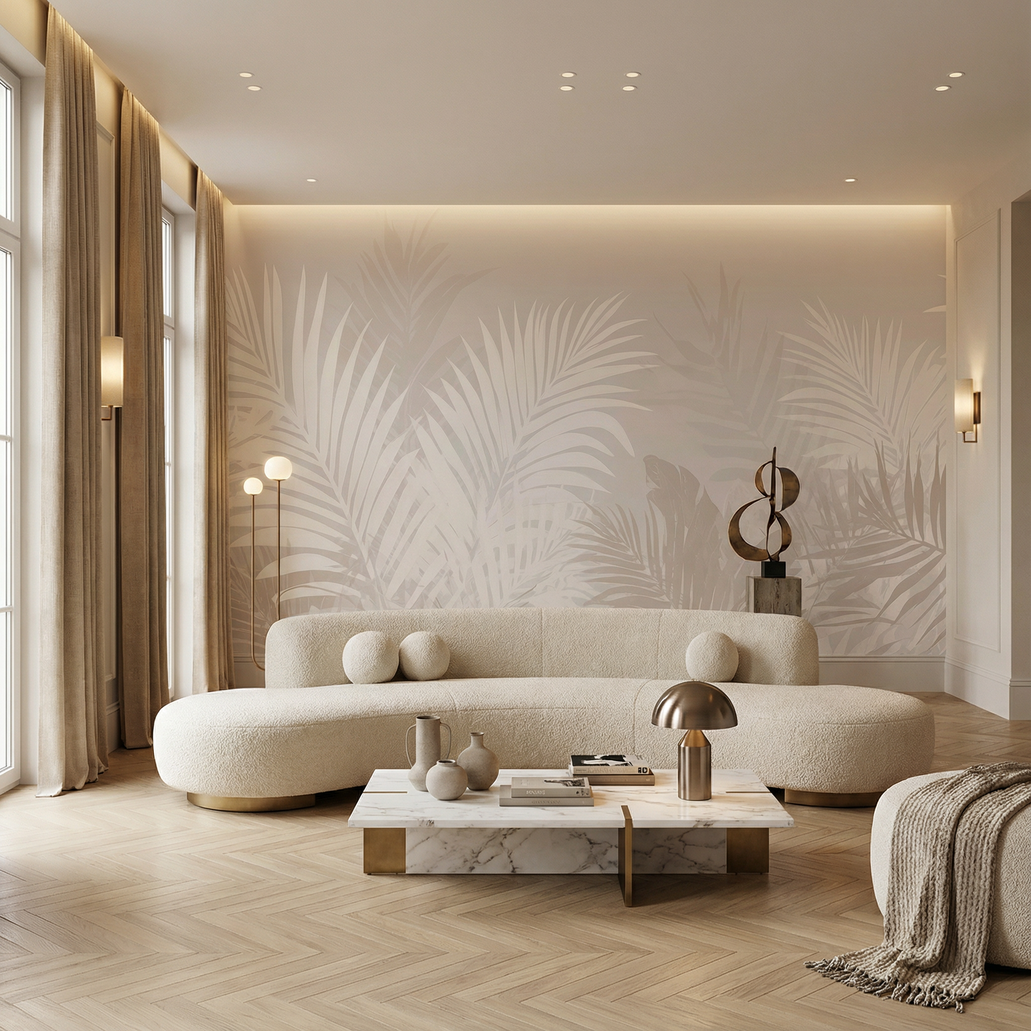 Soft Palm Whisper Mural Wallpaper