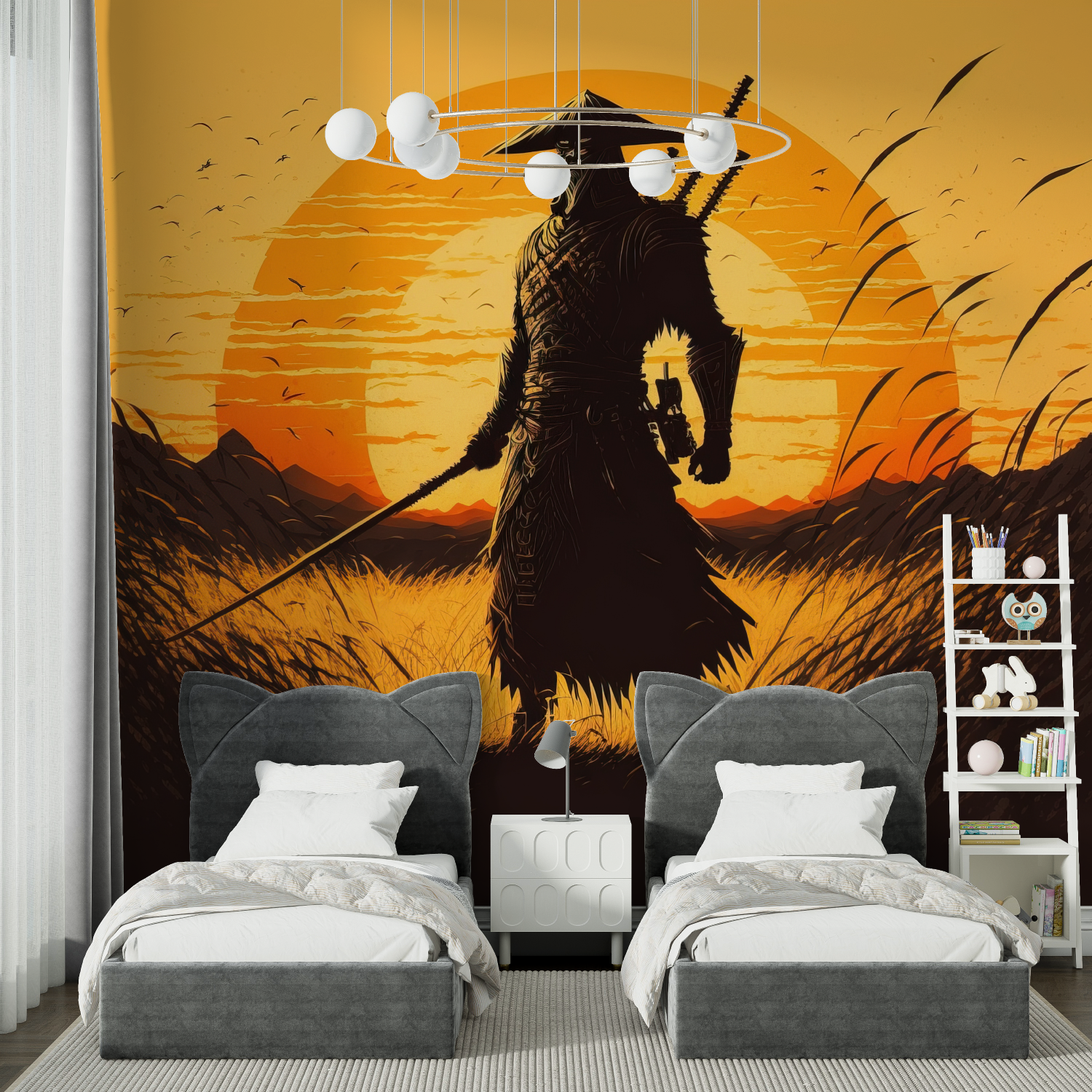 Orange Samurai Wallpaper | Murals Wallpaper