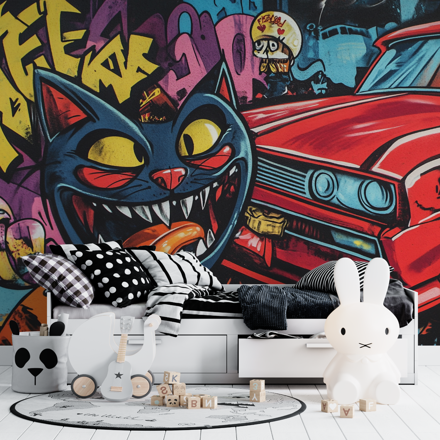Tapeten-Graffiti, amüsante Tapisserie, kurzerhand