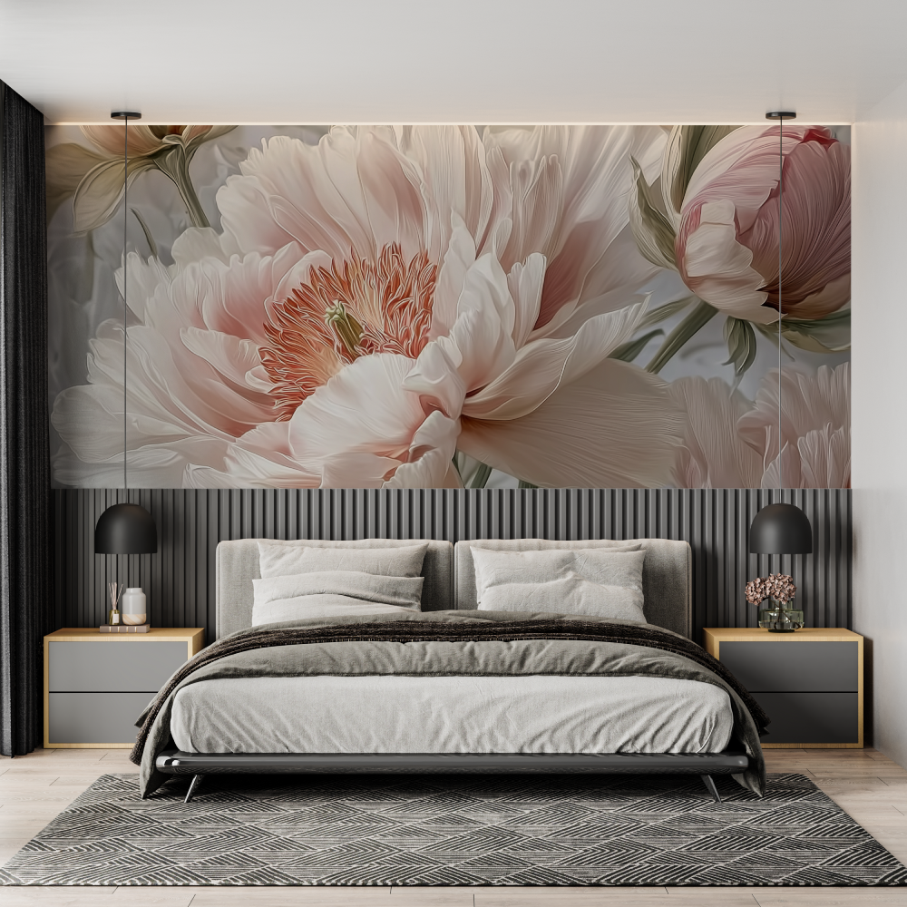 Papel de parede mural de flores grandes panorâmicas chambre adulte tendance