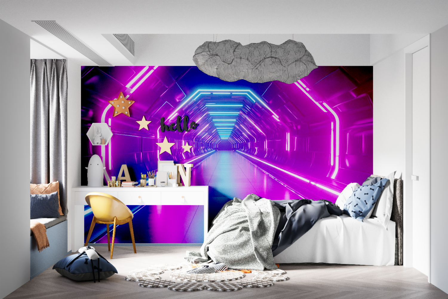 Neon Effect Wallpaper Gamer Room | Murals Wallpaper