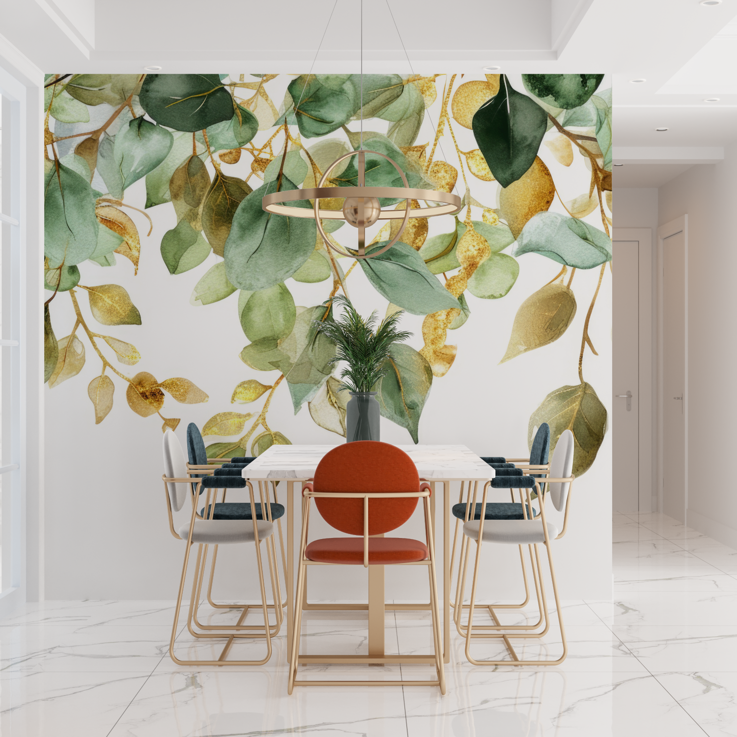 Mural Green and Gold Wallpaper