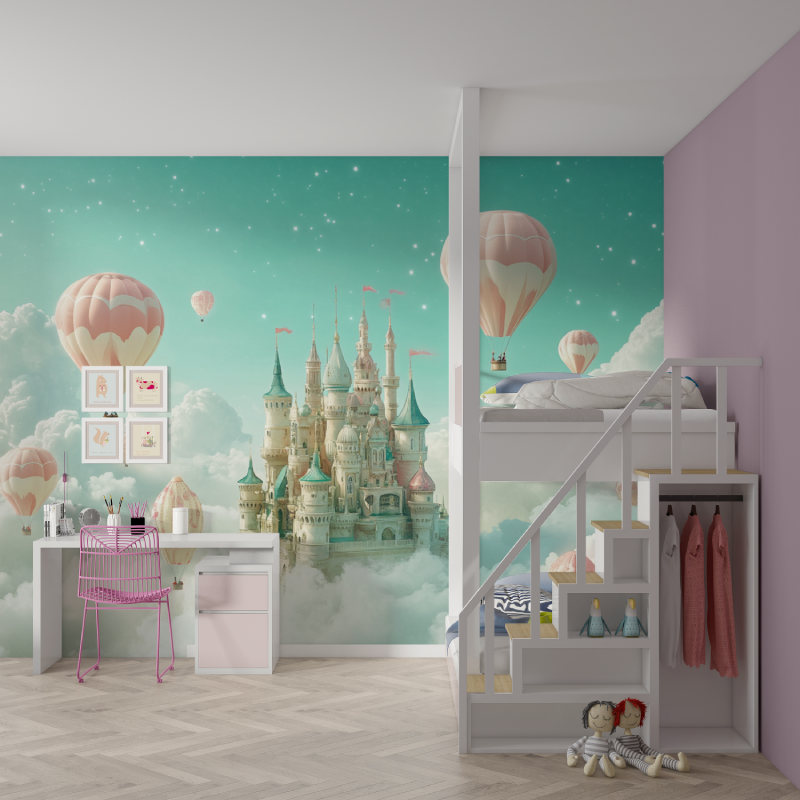 Princess Sky Green Wallpaper and Castle | Murals Wallpaper
