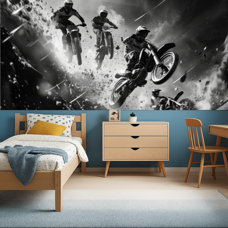 Black and White Motocross Wallpaper | Murals Wallpaper