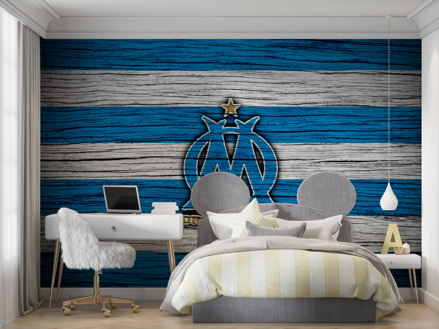 Papierfußboden für das Zimmer mit Panoramablick