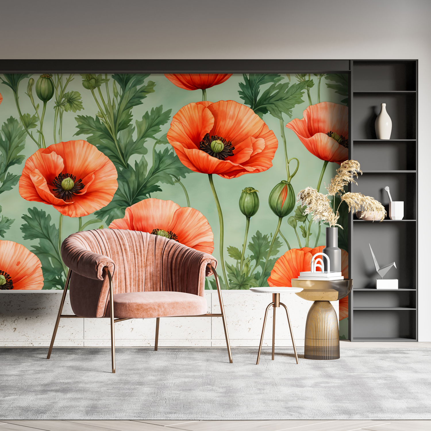 Vintage Red Floral Wallpaper | Murals Wallpaper