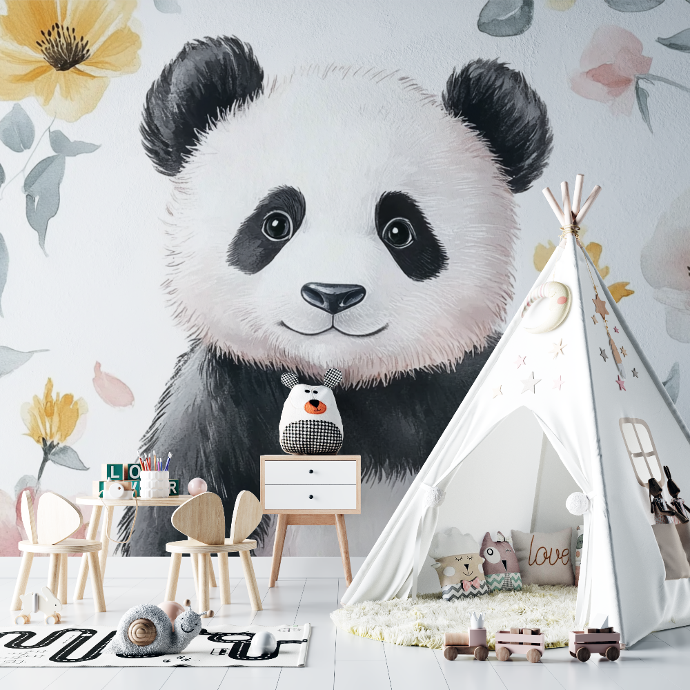 Panda-Tapete und kindliche Muster | Wandbilder Tapete
