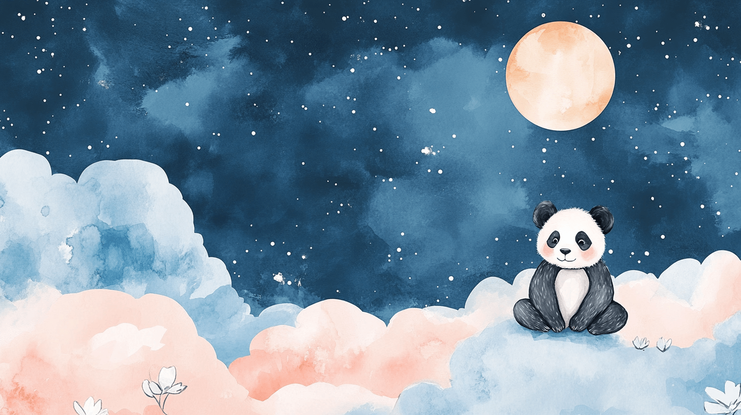 Panda and Moon Wallpaper | Murals Wallpaper