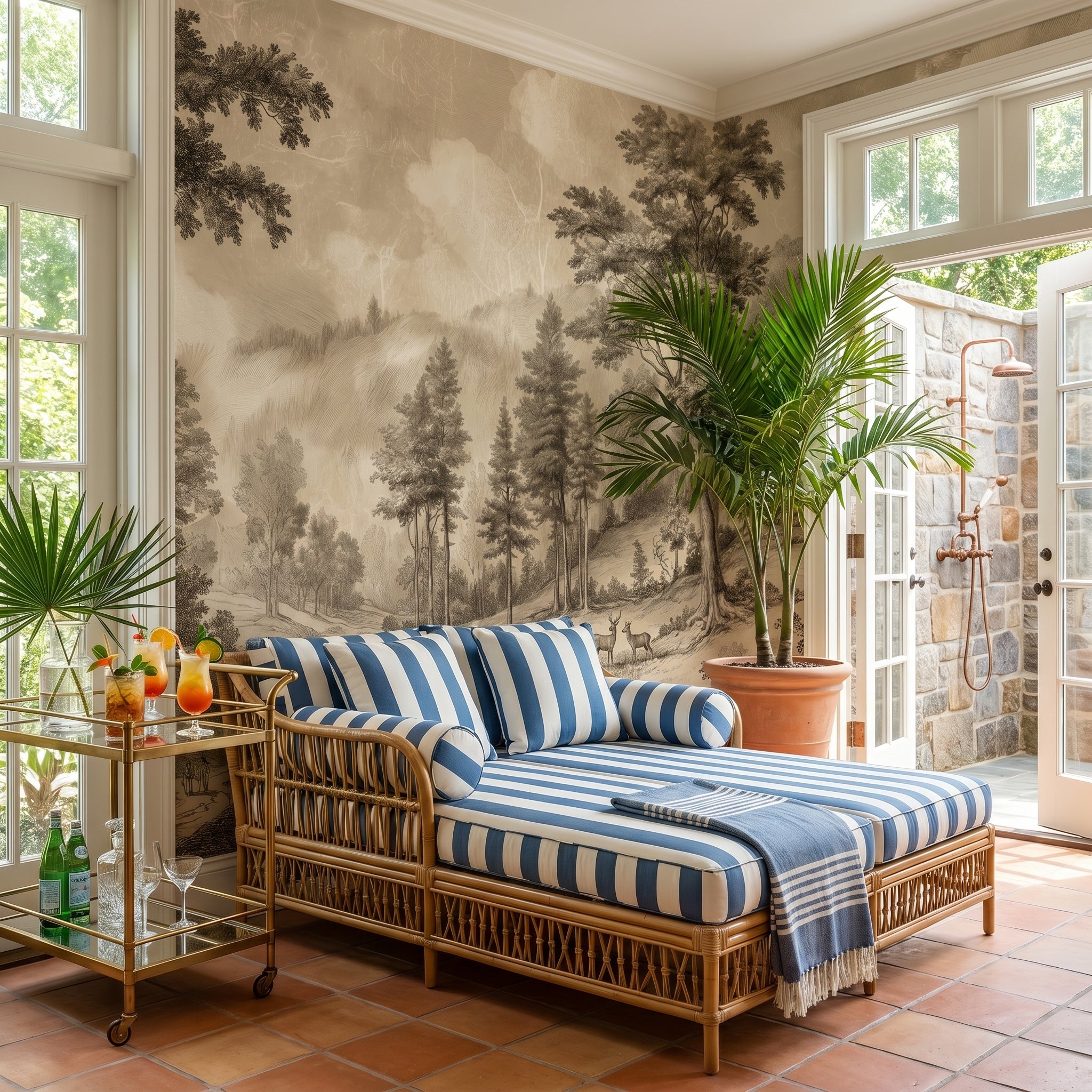 Panoramic Old Vintage Forest Wall Mural