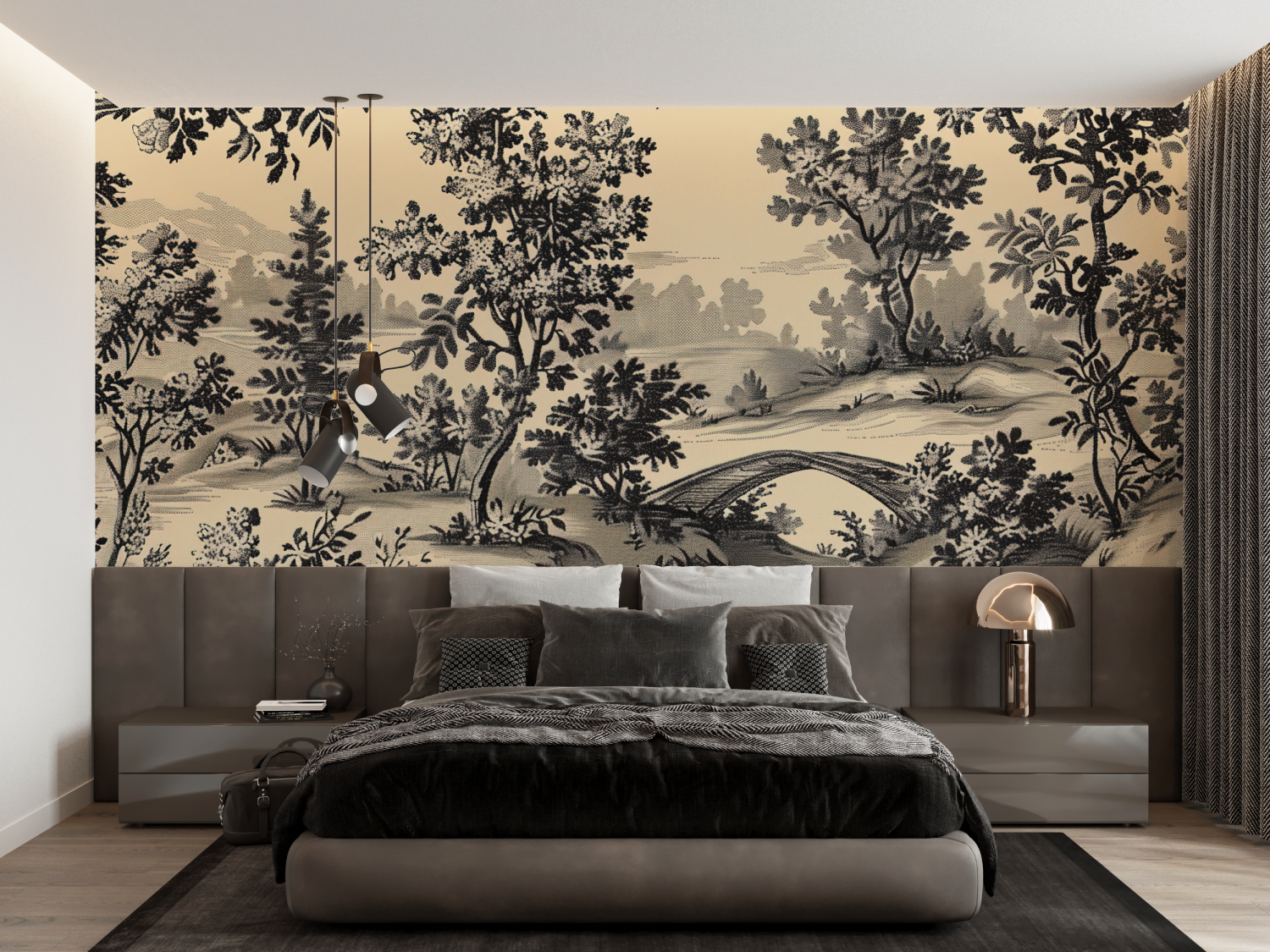 Black Bridge Toile Wallpaper | Murals Wallpaper