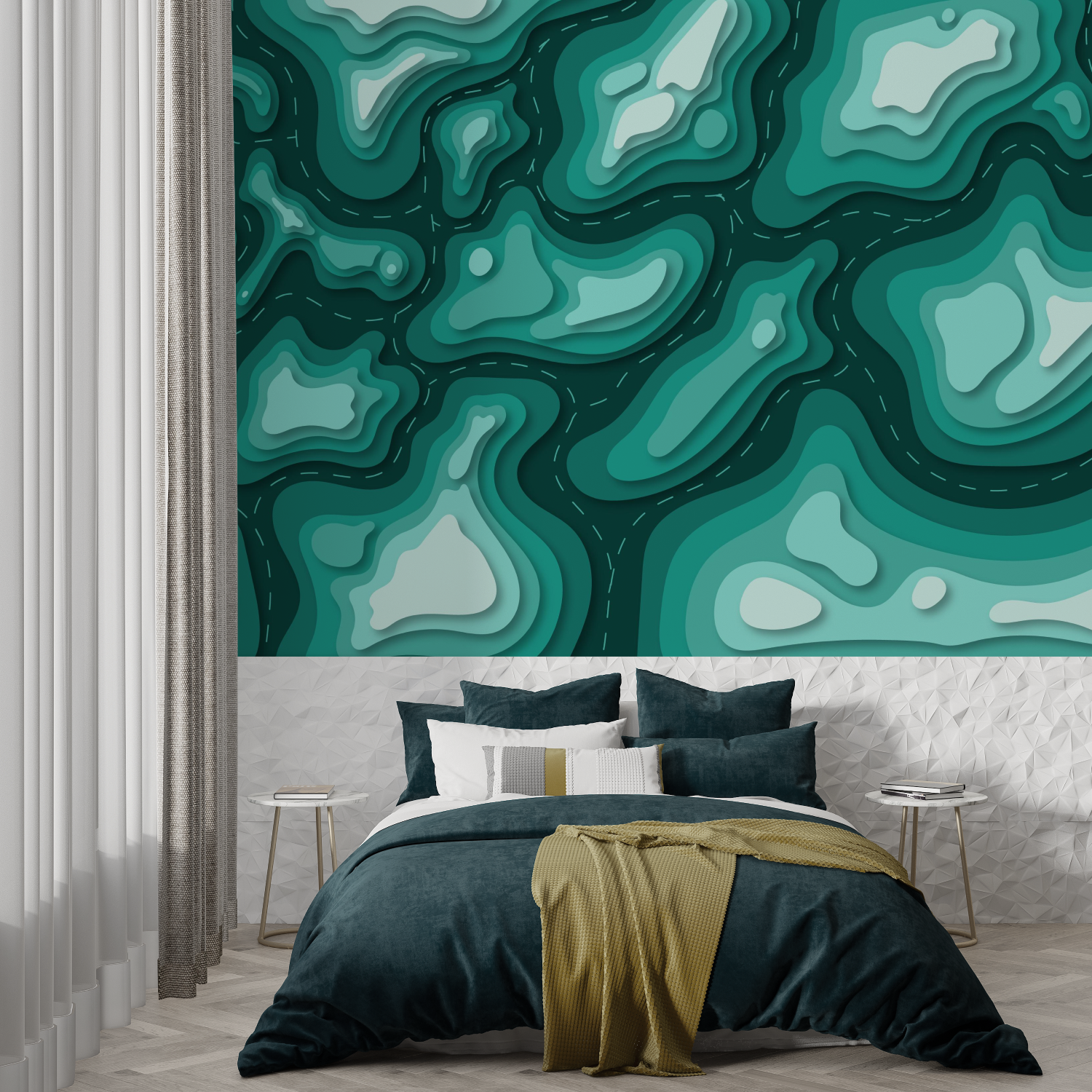 Abstract Teal Blue Wallpaper | Murals Wallpaper