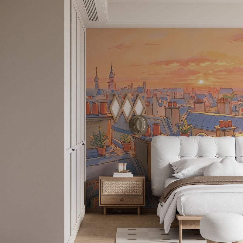 Watercolor Wallpaper Paris Rooftops | Murals Wallpaper