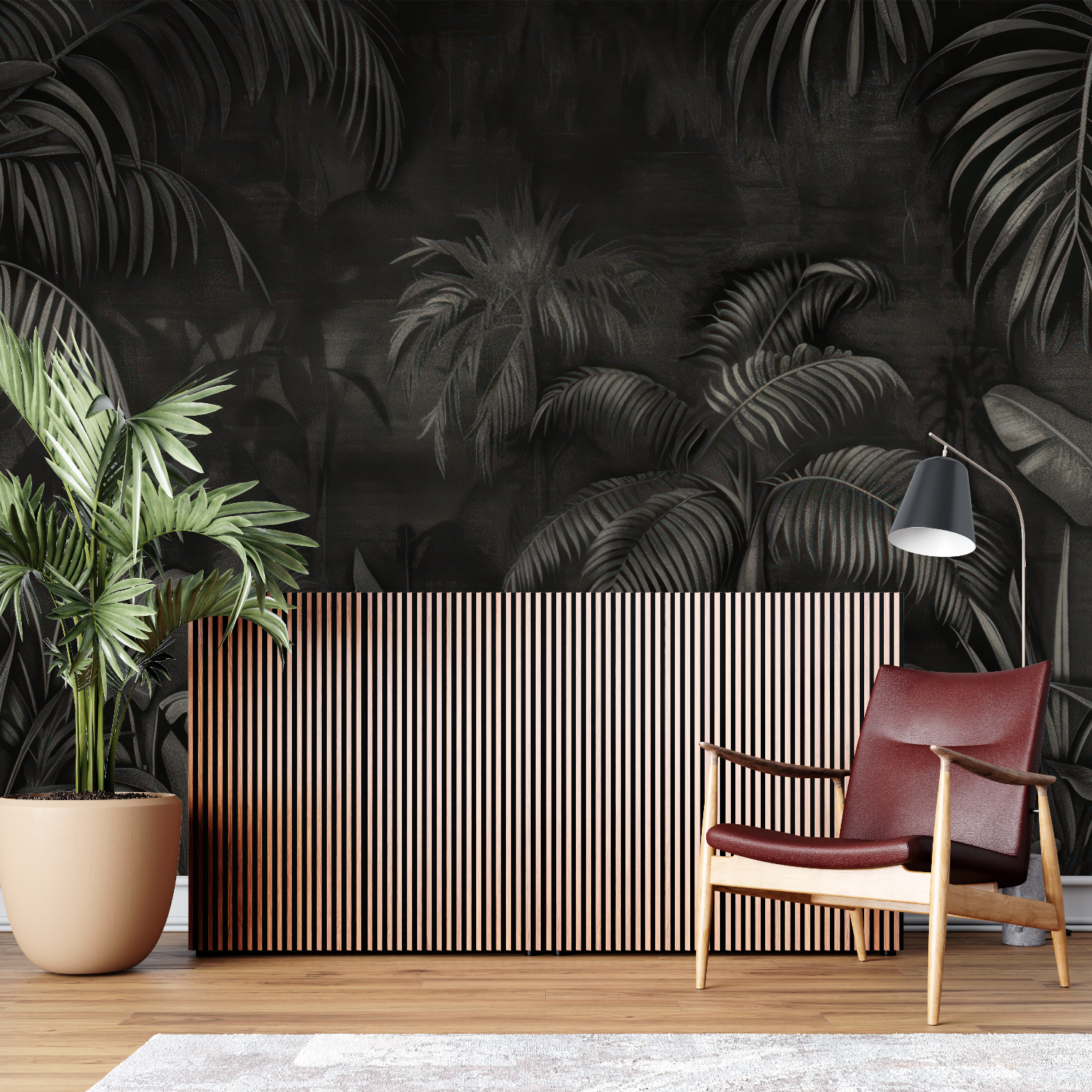 Schwarze Tropische Tapete | Wandbilder Tapete